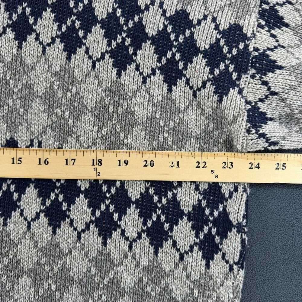 Vintage SCANDIA Argyle Cotton Knit Sweater Mens L Made In USA 80s 90s Grandpa